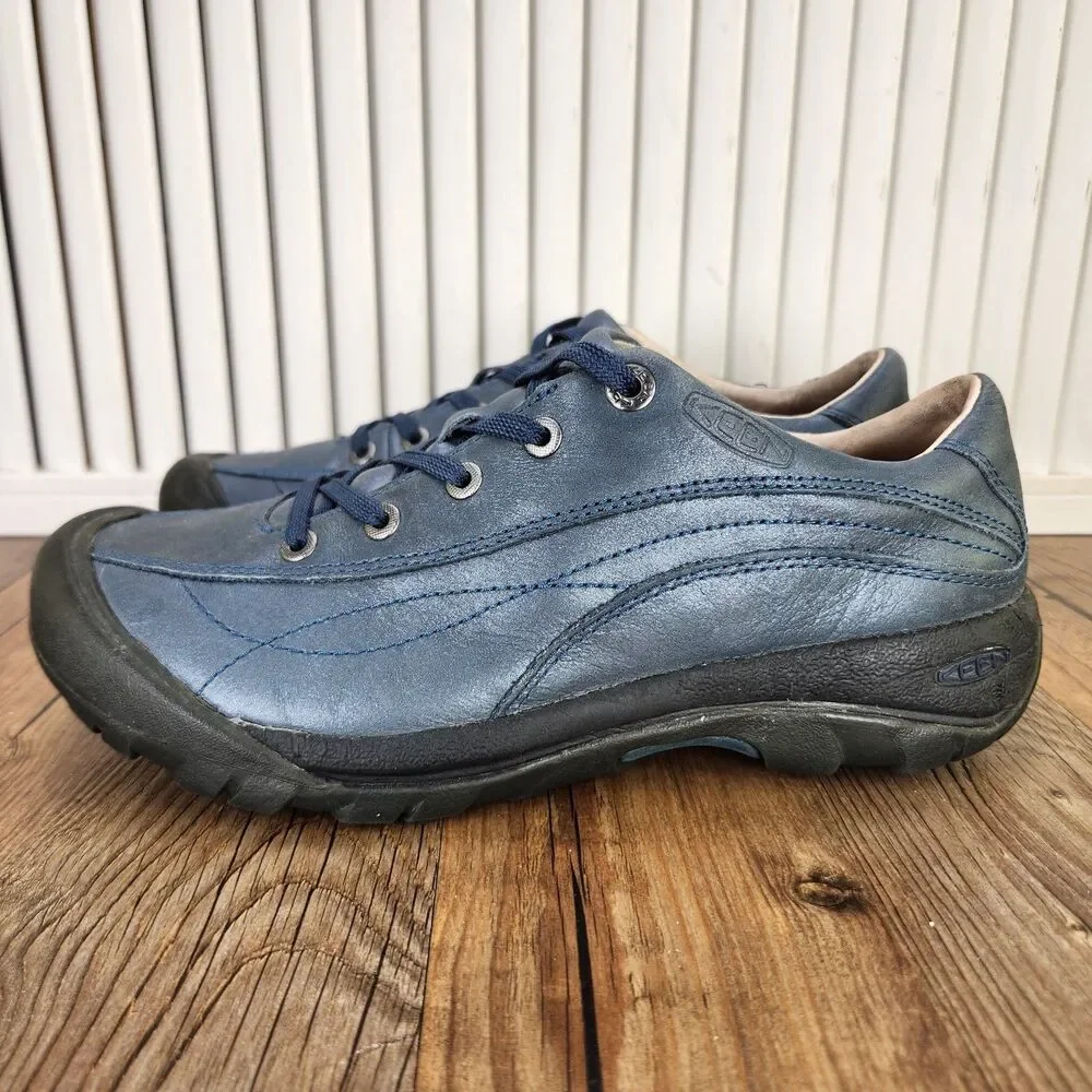 Keen Toyah Trail Sneakers Womens Sz 8.5 Blue Leather Hiking Oxford Shoes 1010207